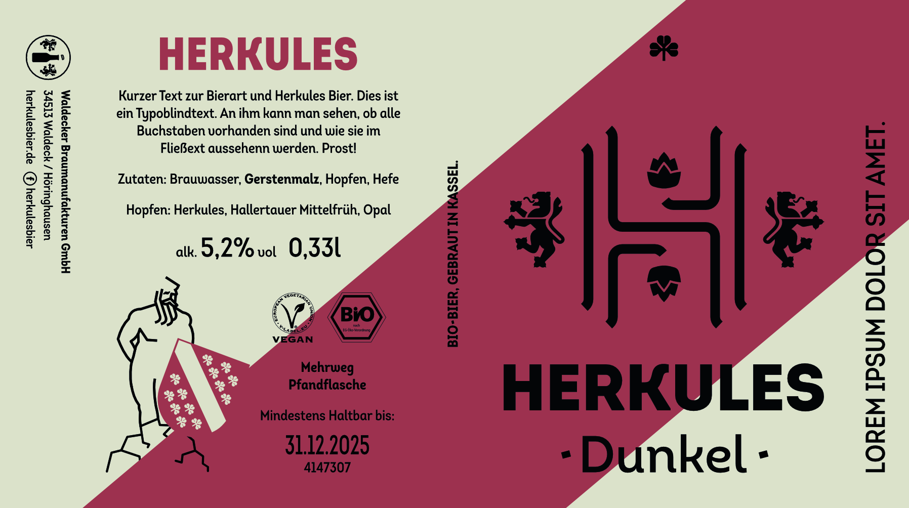 Markenentwicklung, Bier, Herkules, Etikett, Etikett Design