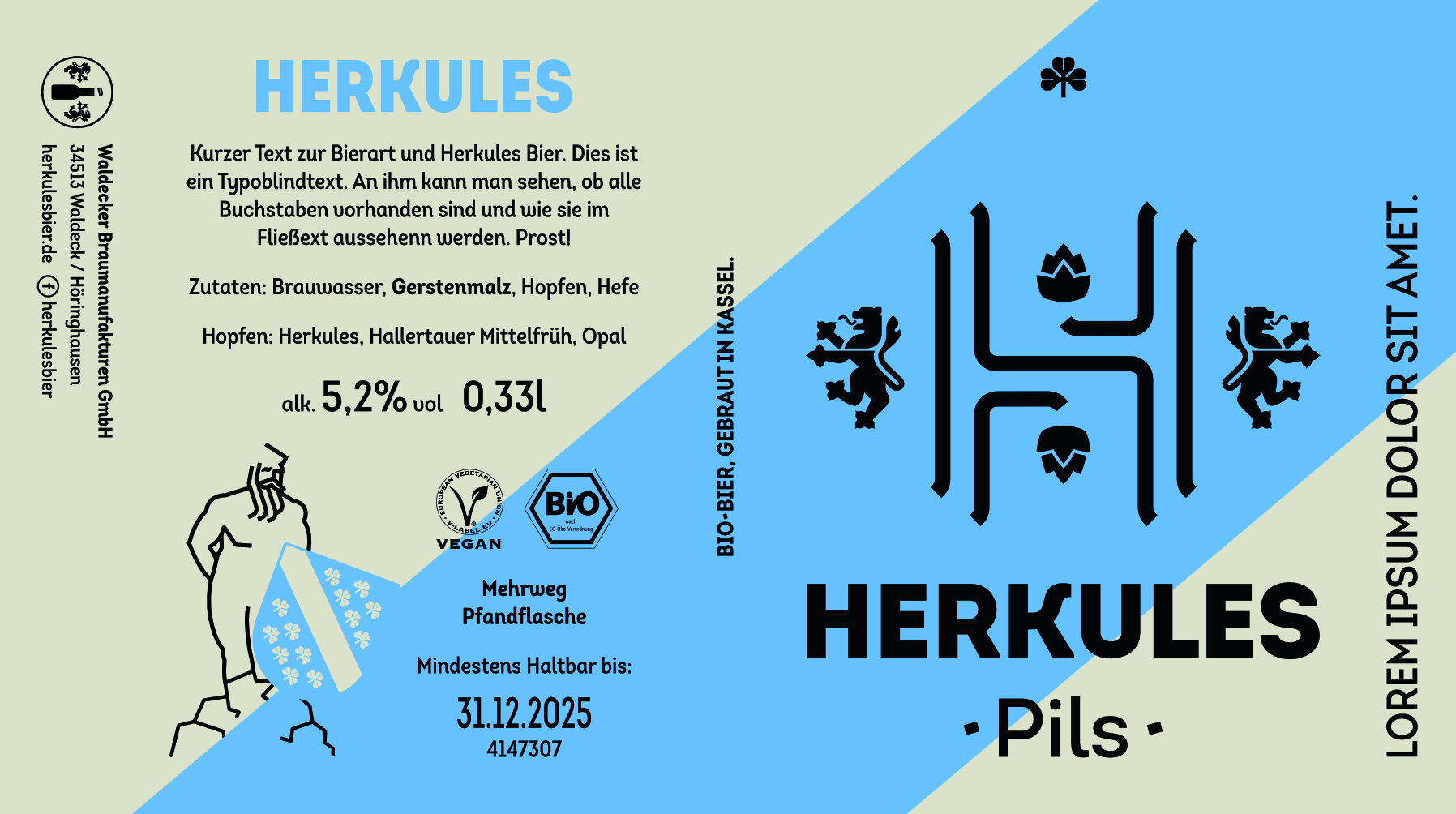 Markenentwicklung, Bier, Herkules, Etikett, Etikett Design