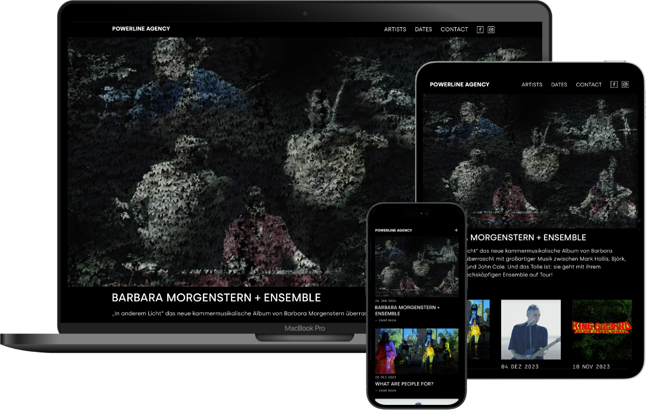 powerline-agency.com, Booking Agency, Webdesign, Responsive